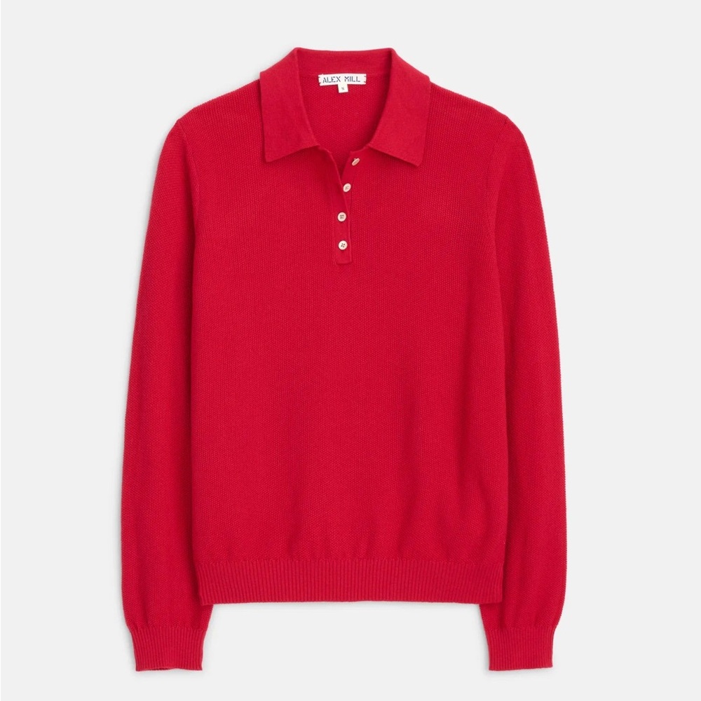 Alex Mill Red Knit Polo Sweater in XS